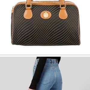 Mark Cross Vintage Leather Trimmed Top Handle Bag Designer 🎁🎁 Vintage